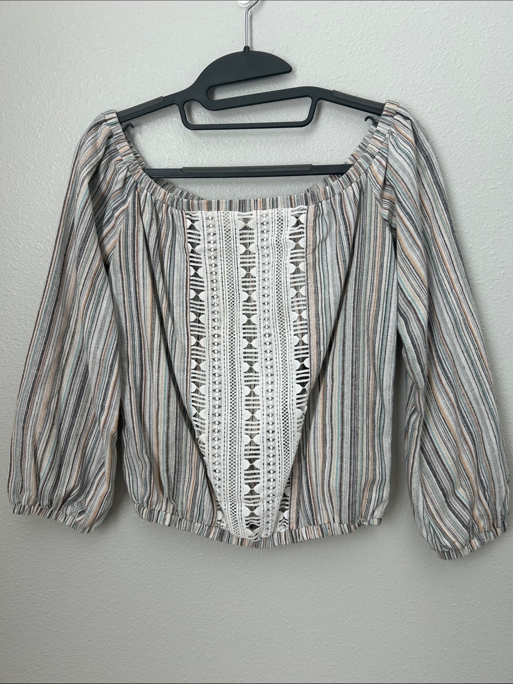Lucca Off-Shoulder Multicolor Striped Boho Blouse